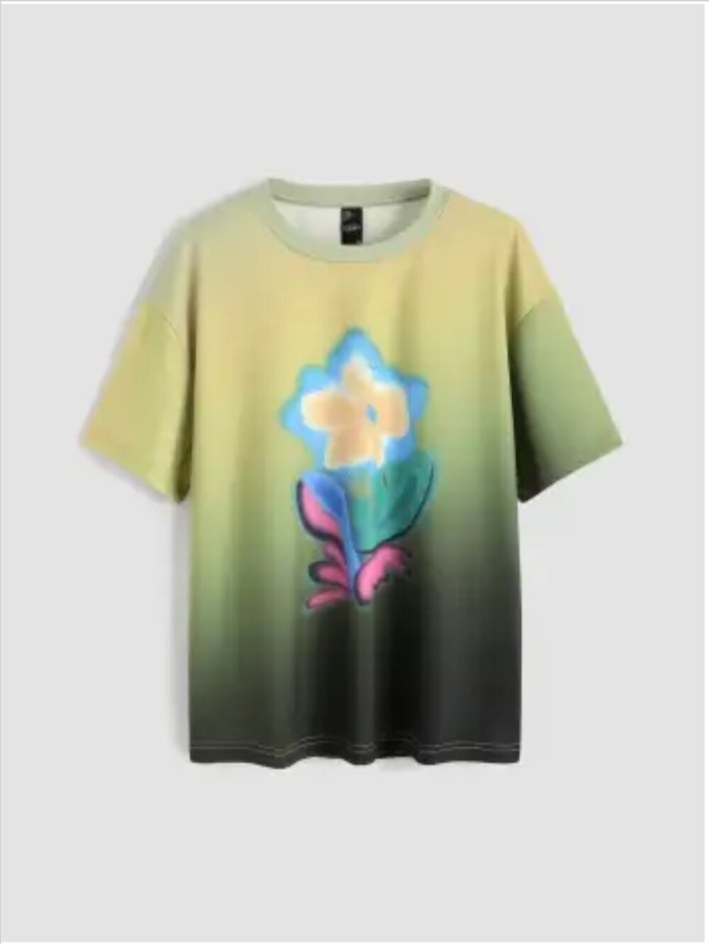 ☀️3/$15 Green Gradient Floral Airbrushed Tee